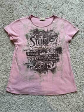 Vintage Y2K Skinny Minnie Pink Rhinestone Graphic Pink Brown Baby Tee